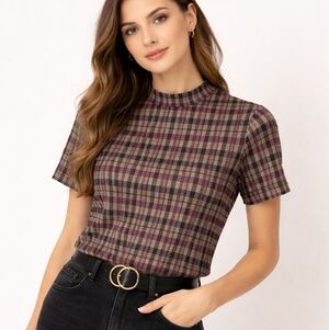 KENAR PLAID TOP SIZE LARGE